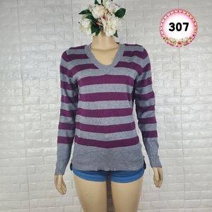 max medium stripe purple and gray vneck sweater ( 5 for $20 )